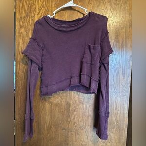 Free people long-sleeve crop with mesh detail